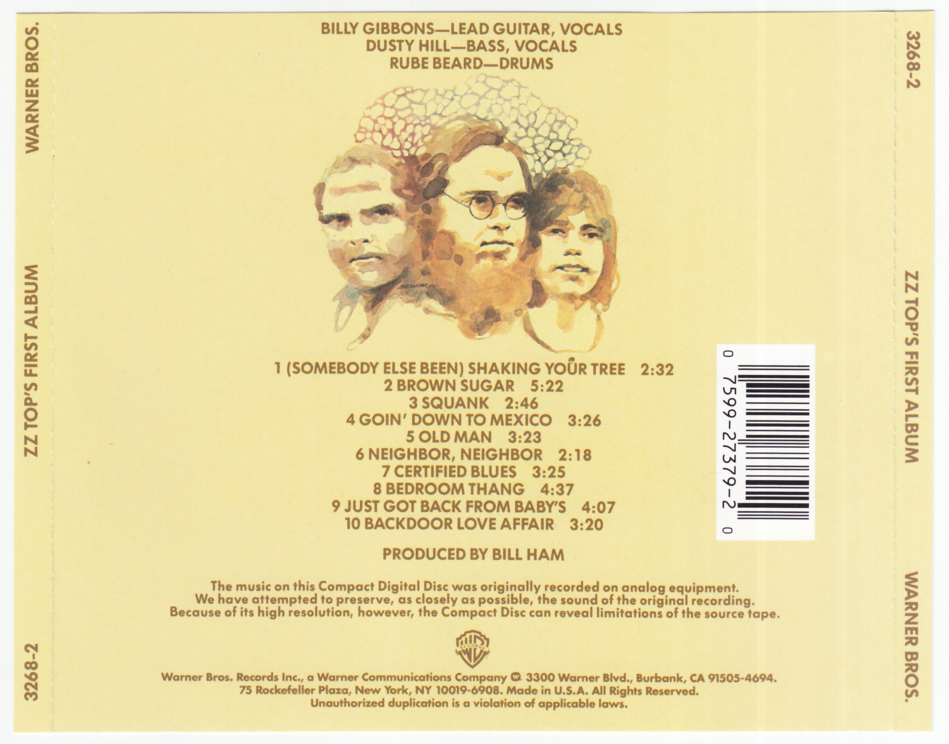 ZZ Top  ZZ Tops First Album : Back US